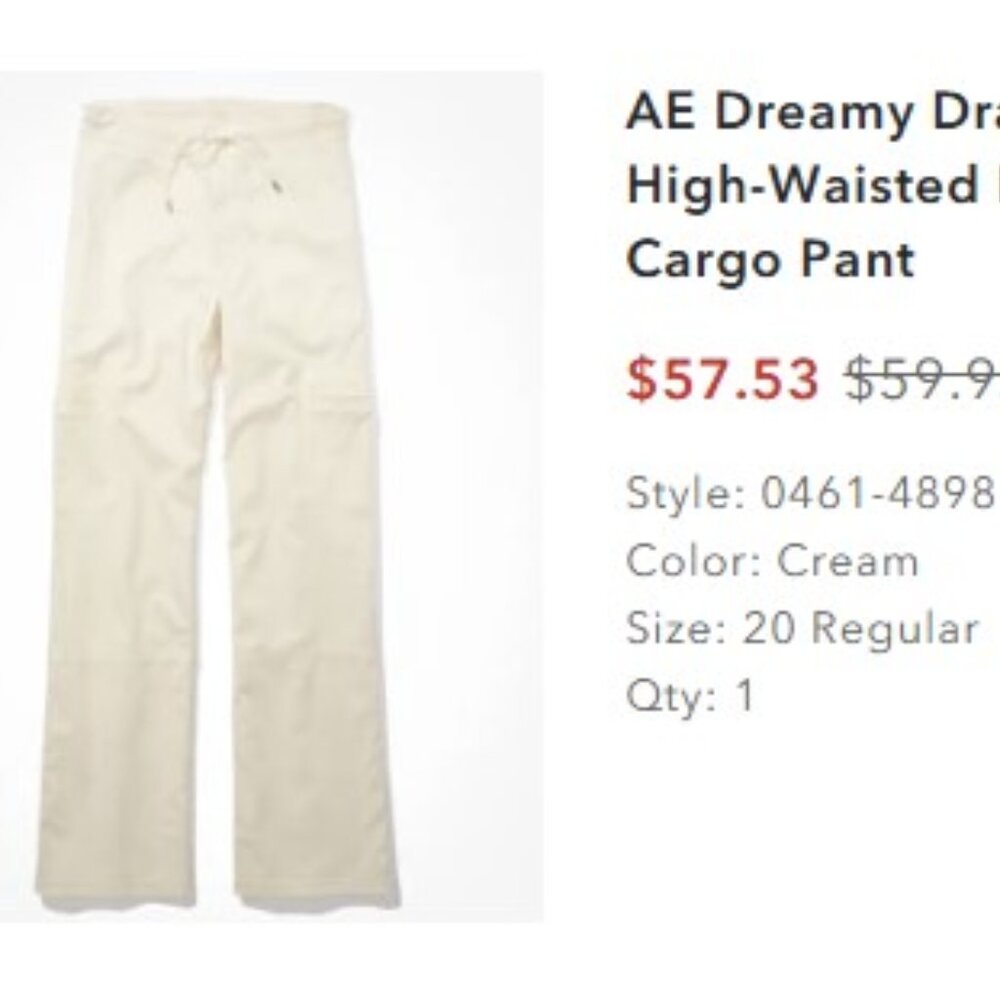 AE Dreamy Drape Stretch Super High-Waisted Baggy Wide-Leg Cargo Pant